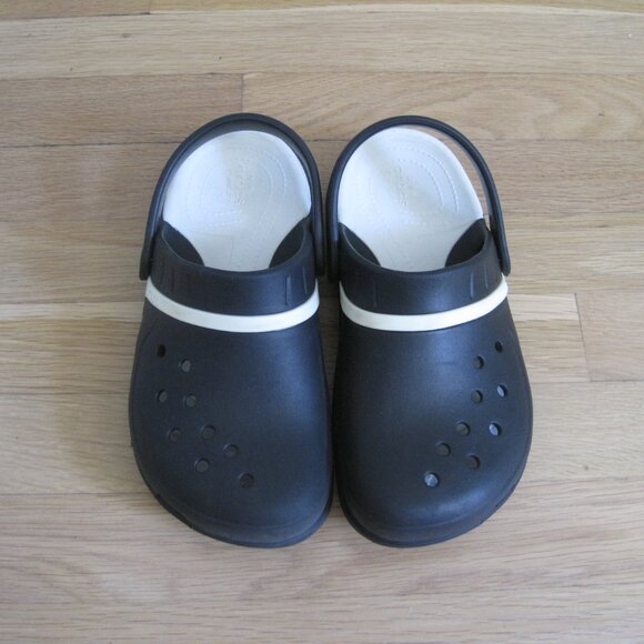Crocs Dual Comfort Black White Unisex Men Size 5 Women Size 7 Slip-on Clogs - Picture 2 of 5